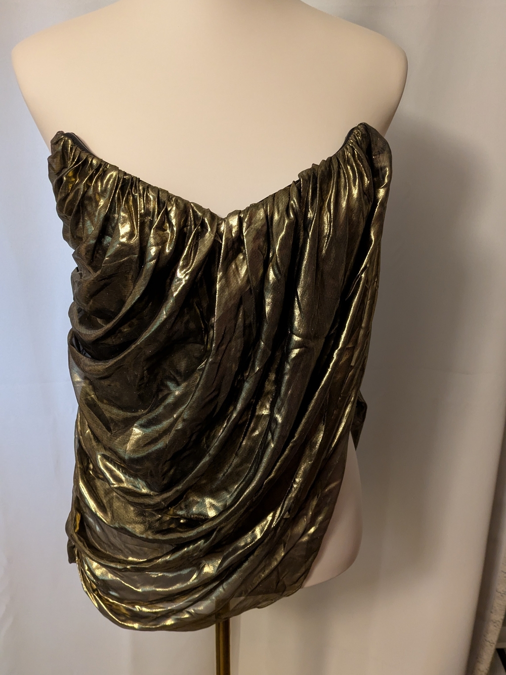 JLUXLABEL Metallic Gold Draped Women’s Top